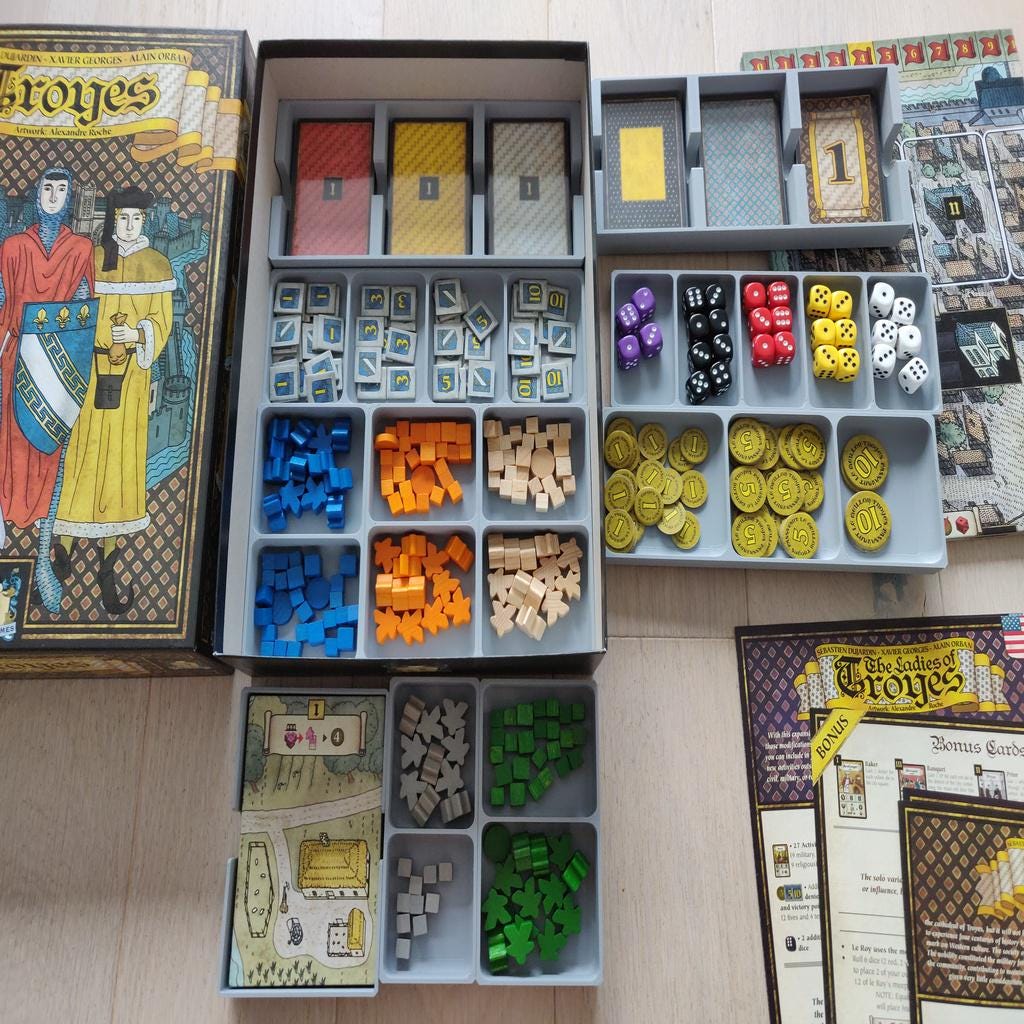 Troyes + Ladies of Troyes Expansion Board Game Organizer and Insert (etsy image id: 6301112711)