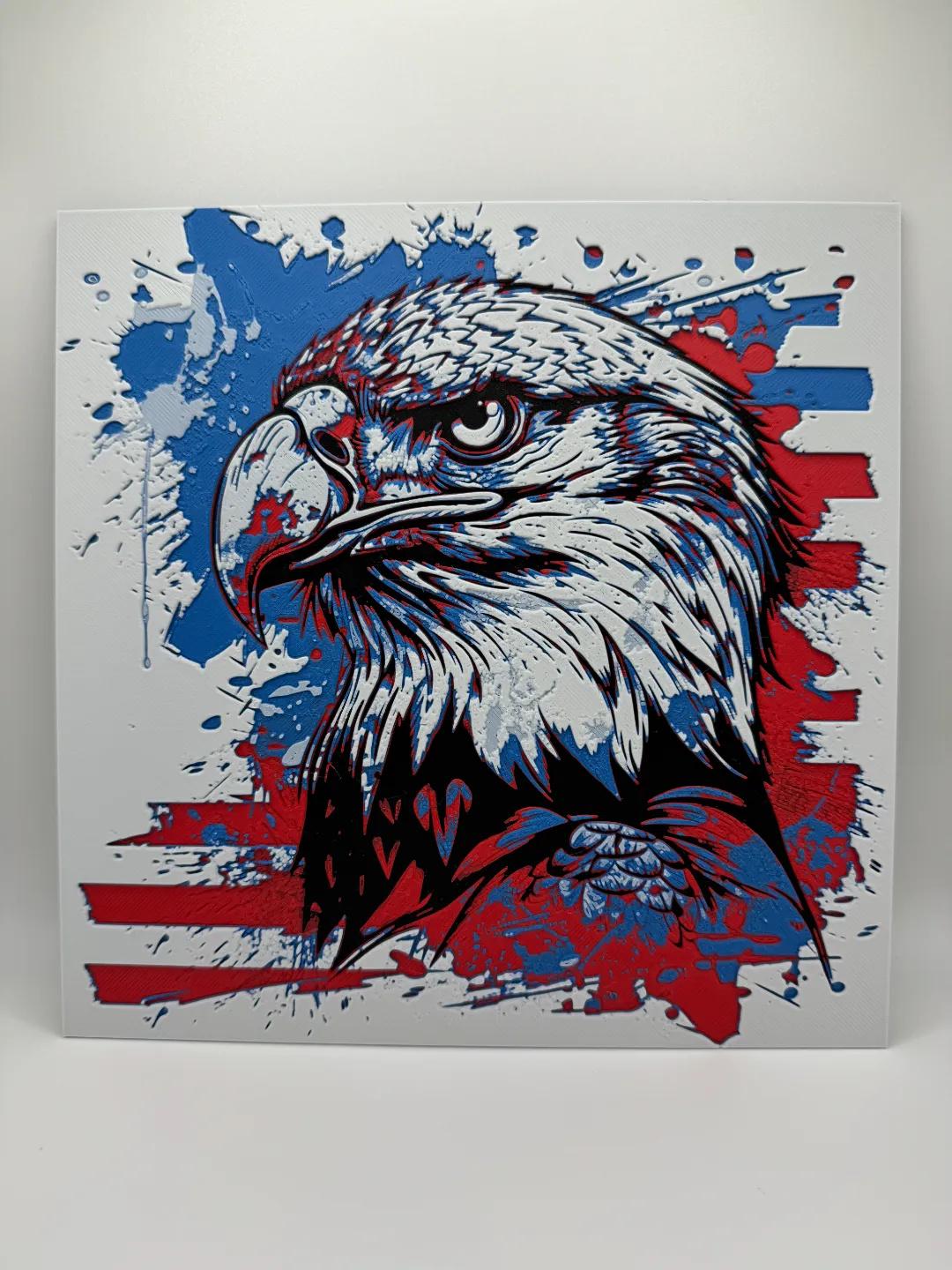 Bald Eagle & American Flag Painting - Multiple Options - 3D Printed (etsy image id: 6517998388)