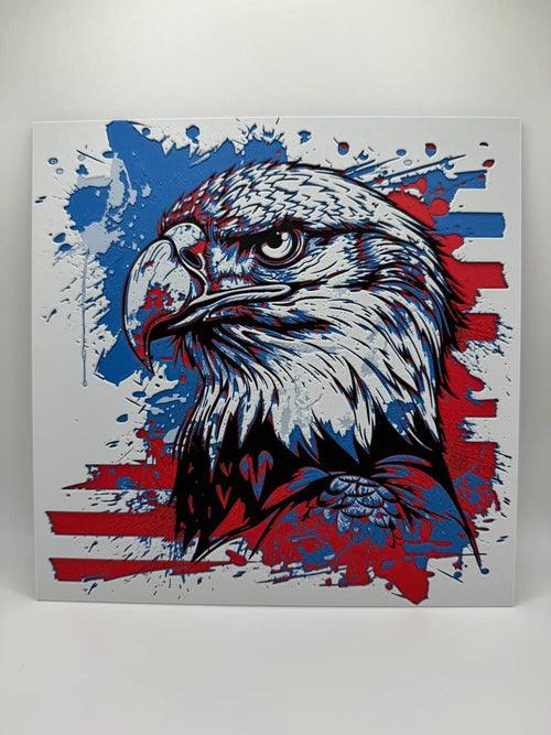 Bald Eagle & American Flag Painting - Multiple Options - 3D Printed (etsy image id: 6517998388)
