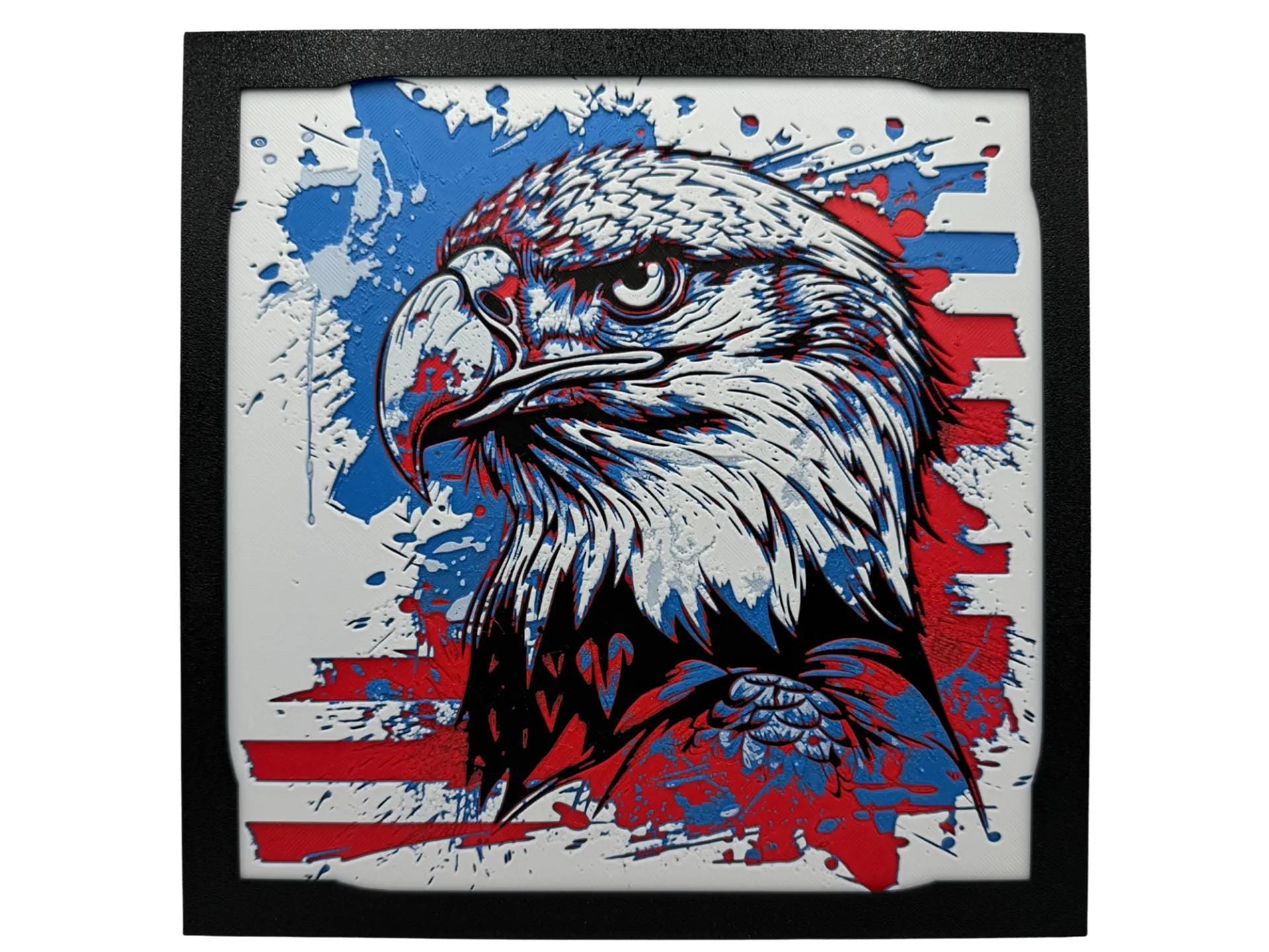 Bald Eagle & American Flag Painting - Multiple Options - 3D Printed (etsy image id: 6517998394)
