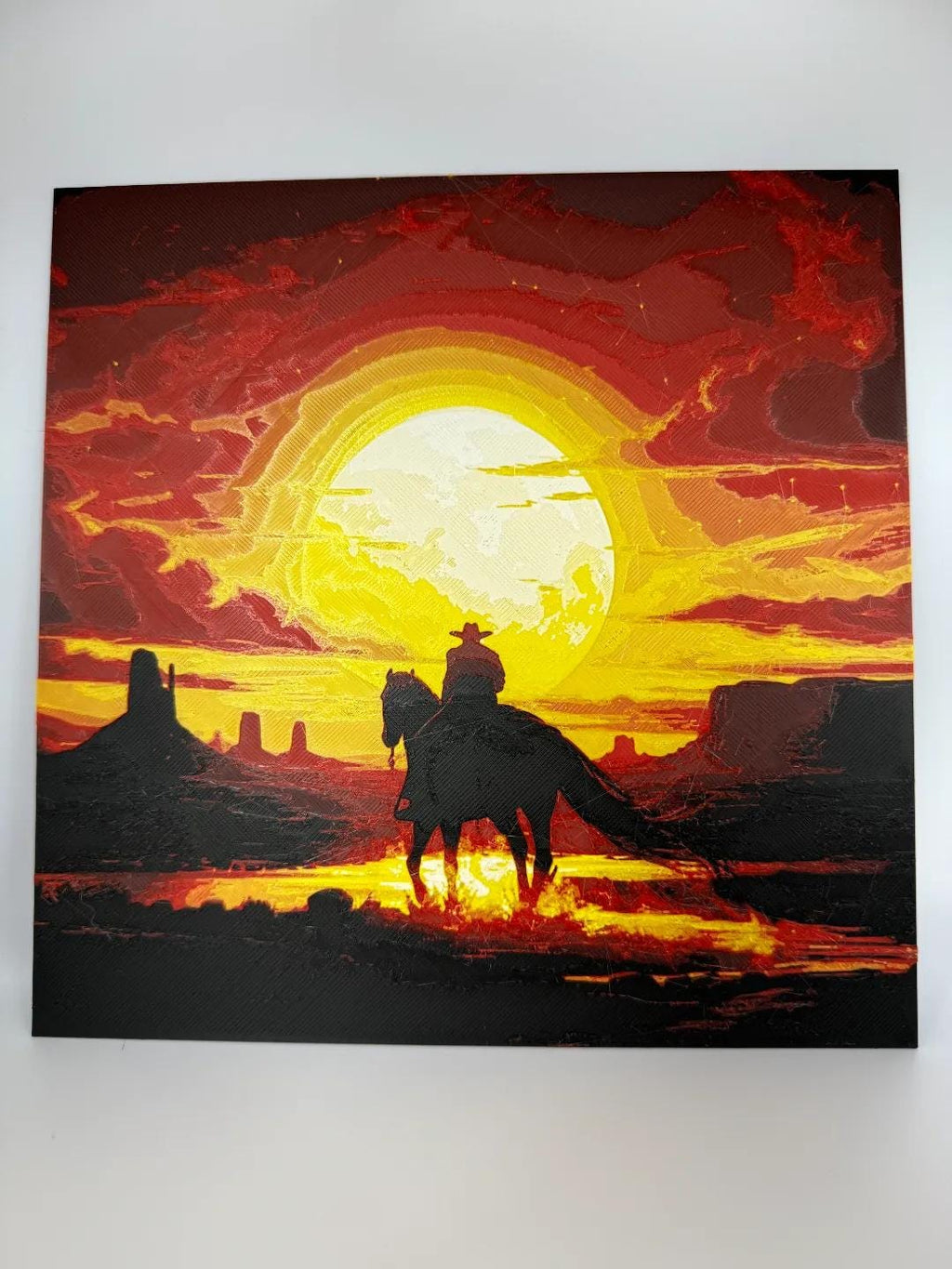 Cowboy Riding Into Sunset  Painting - 3D Printed (etsy image id: 6518065450)