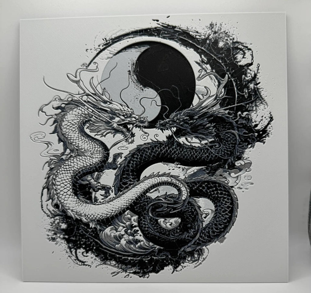 Twin Dragons With Yin and Yang  Painting - 3D Printed (etsy image id: 6518077588)