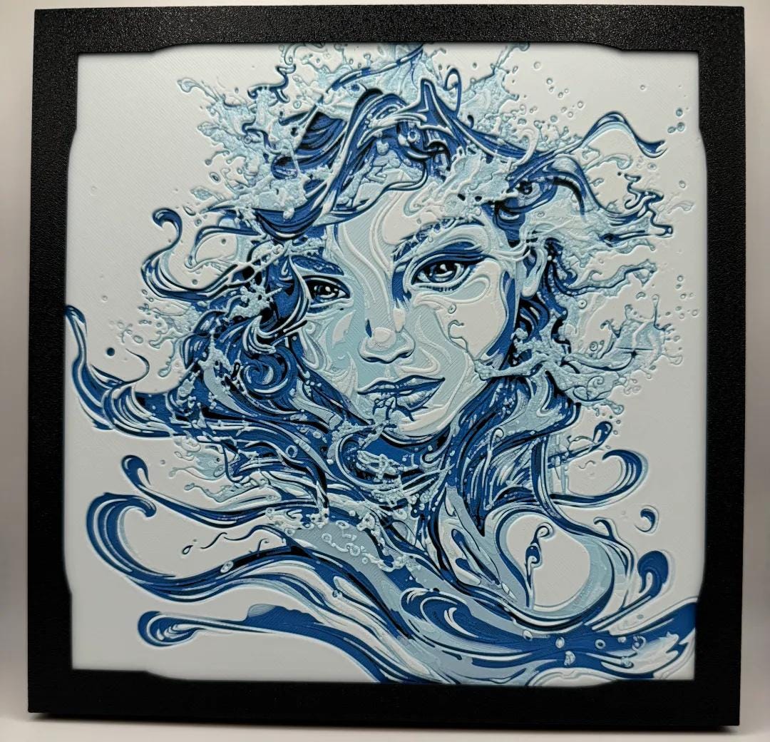 Elemental Water Fairy Painting - Multiple Options - 3D Printed (etsy image id: 6519497306)