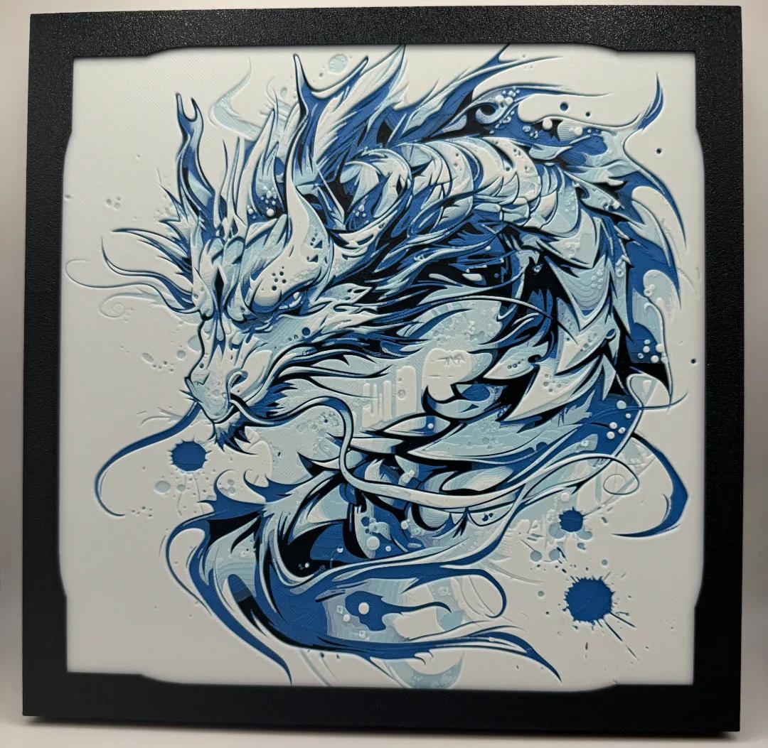Water Elemental Dragon Painting - 3D Printed (etsy image id: 6566195719)
