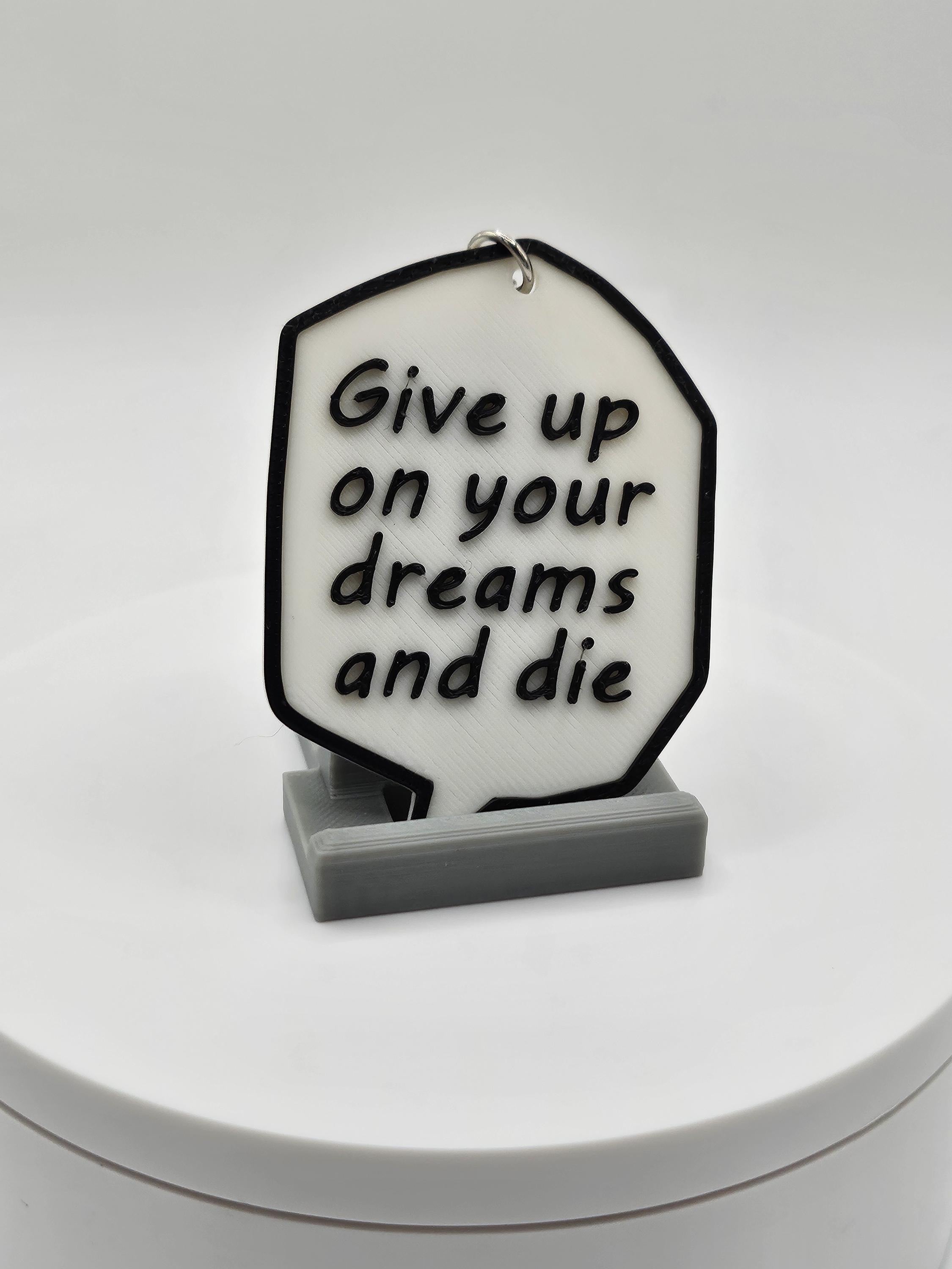 Attack on Titan Levi Manga - Give Up On Your Dreams and Die Speech Bubble Key Chain (etsy image id: 6596227471)