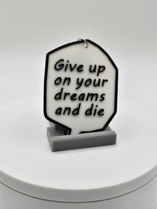 Attack on Titan Levi Manga - Give Up On Your Dreams and Die Speech Bubble Key Chain (etsy image id: 6596227471)