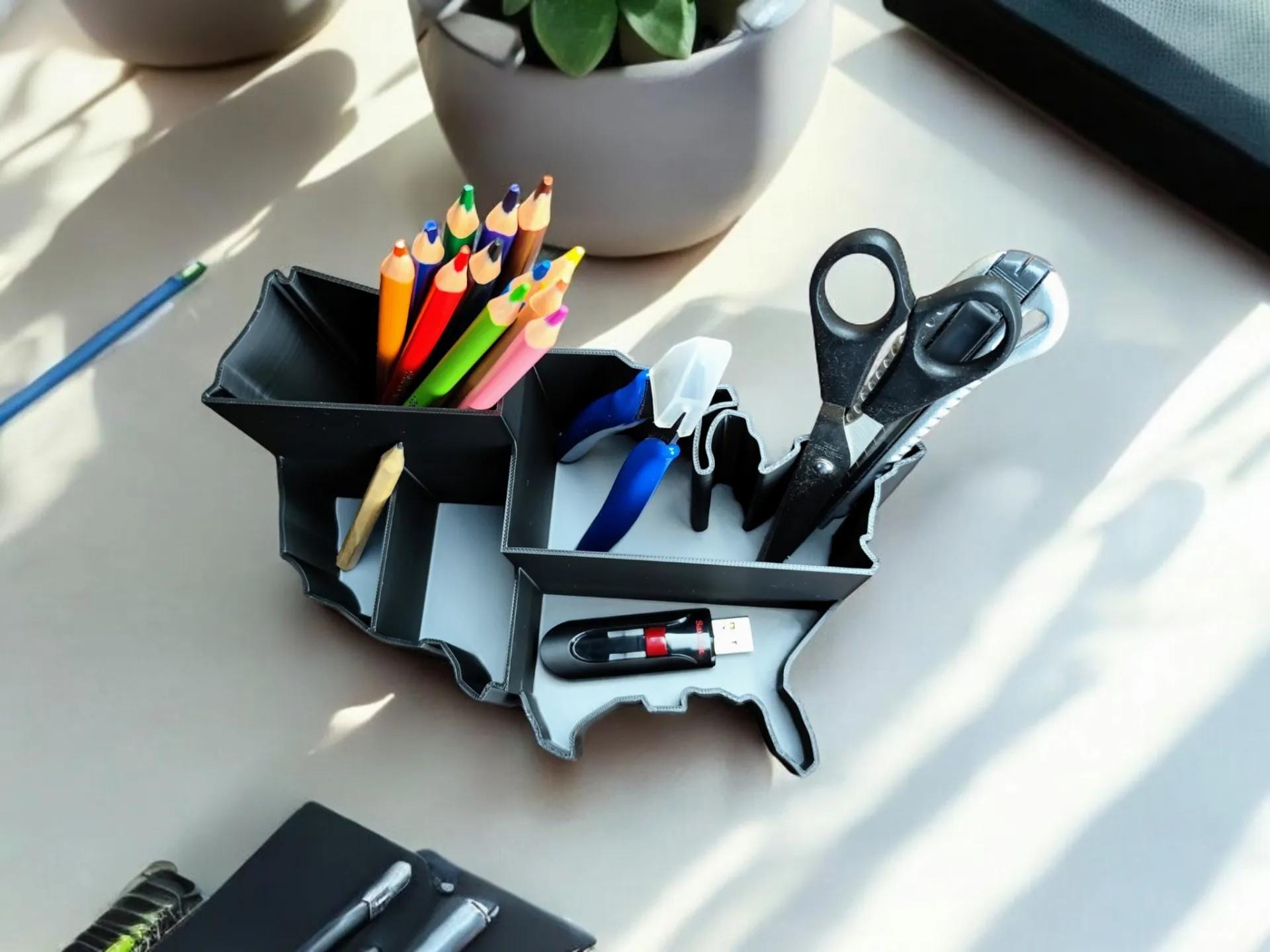 USA Desk Organizer: Modern Office Decor (8x5x4) (etsy image id: 6632150486)