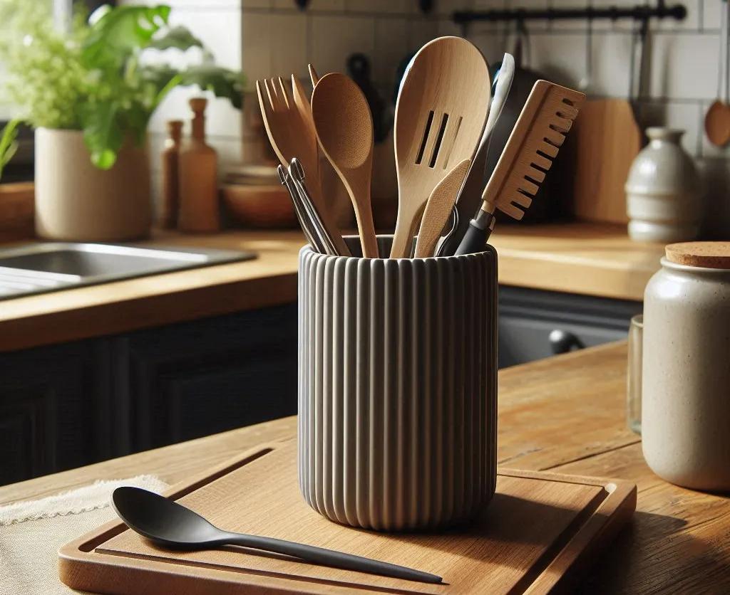 Ribbed Kitchen Utensil Holder / Basket - 22 Color Options! (etsy image id: 6632225672)