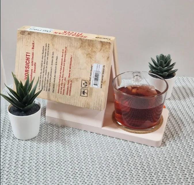 Triangle Book Nook with Coaster: Bedside Table Organizer (etsy image id: 6648280352)