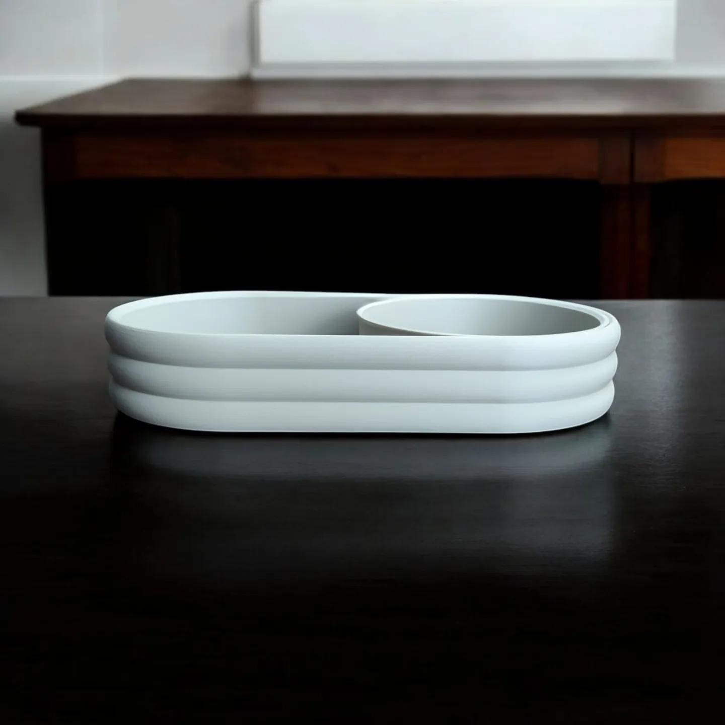 Modern Mid-Century Tray with sliding Coin Bowl (etsy image id: 6680249229)