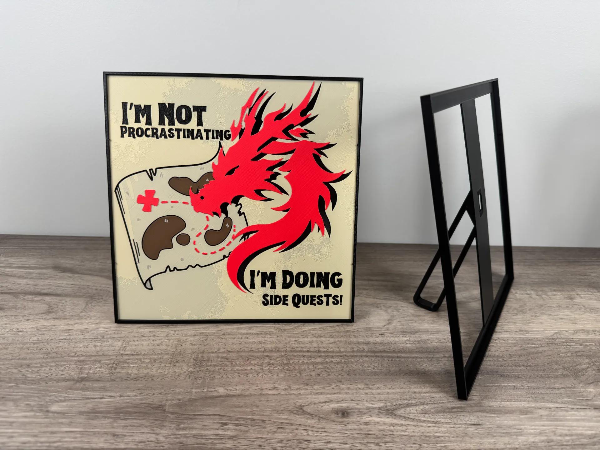 I'm Not Procrastinating I'm Doing Side Quests - Board Gaming Wall Art - 3D Printed (etsy image id: 6693526780)