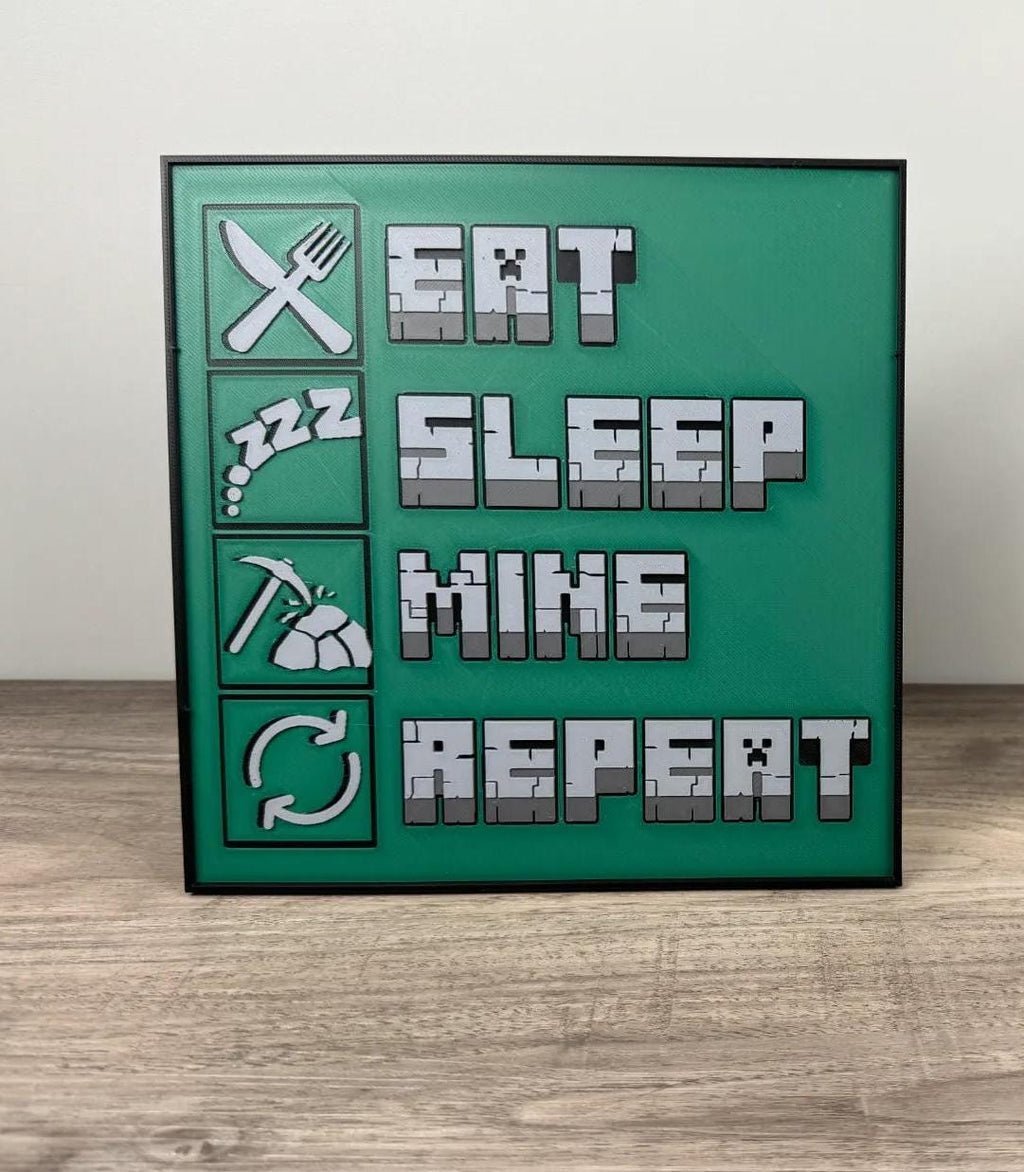 Eat. Sleep. Mine. Repeat. - Board Gaming Wall Art - 3D Printed (etsy image id: 6693528842)