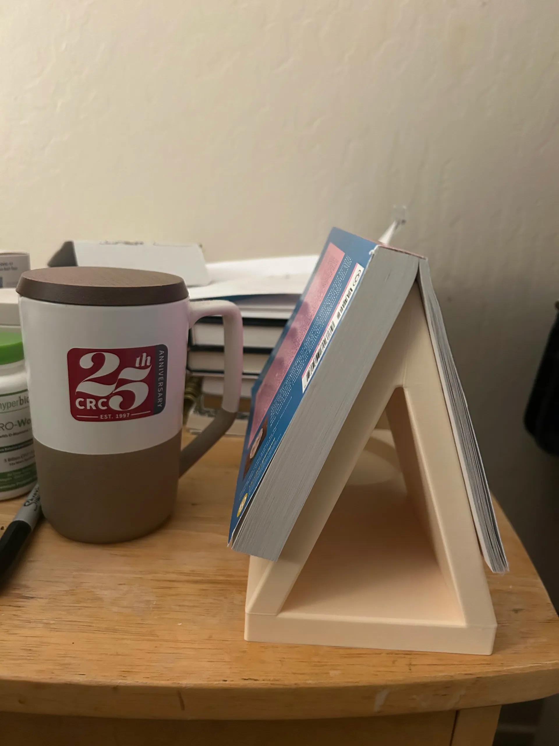 Triangle Book Nook with Coaster: Bedside Table Organizer (etsy image id: 6696315789)