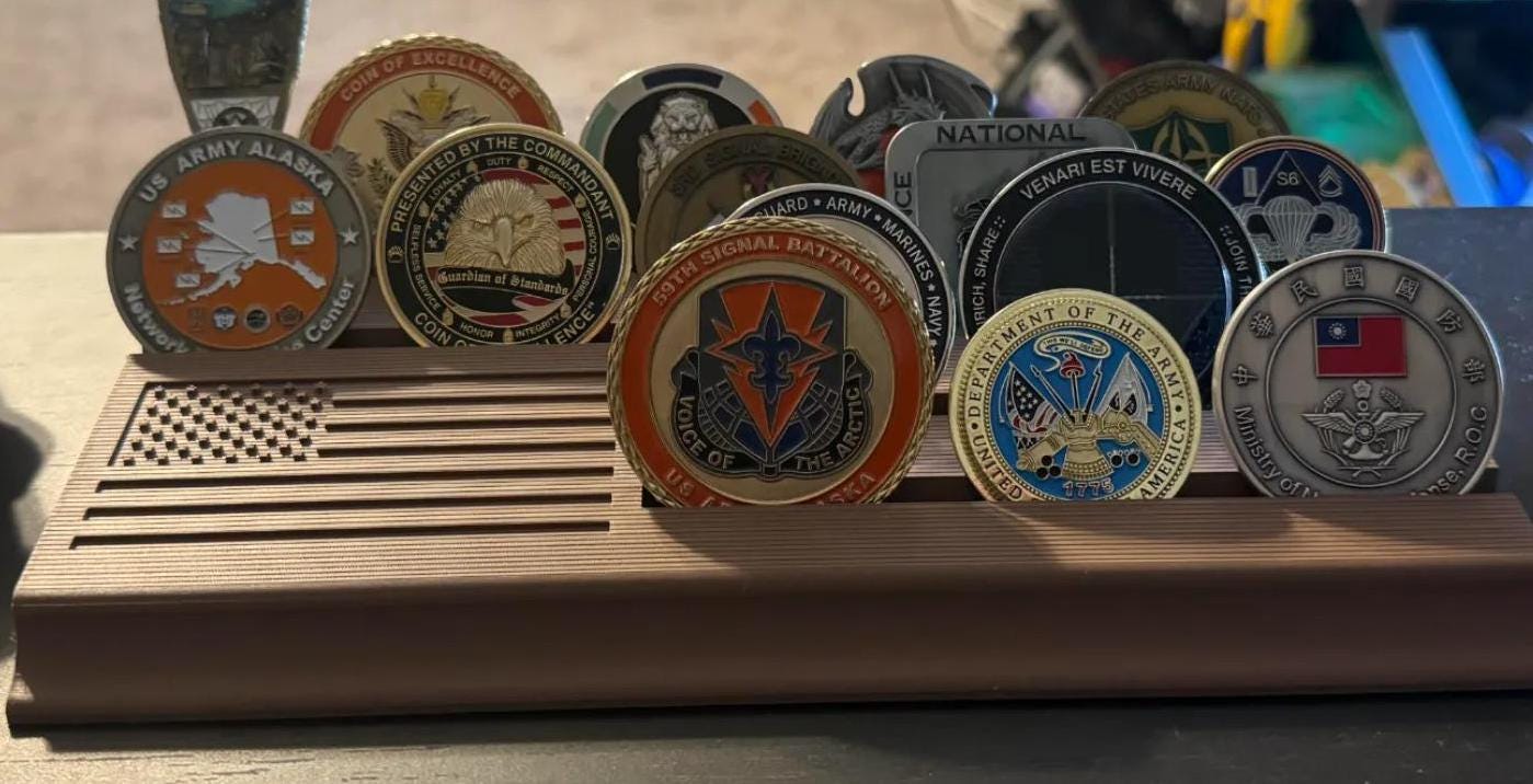 American Flag  Military Challenge Coin Display - 22 Color Options - Multiple Size Options! (etsy image id: 6731110048)