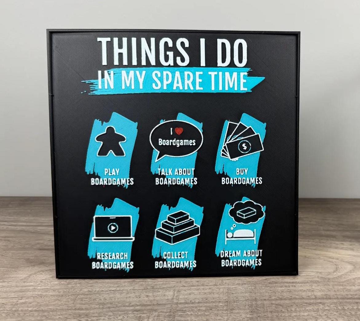 Things I Do In My Spare Time - Board Gaming Wall Art - 3D Printed (etsy image id: 6741552881)