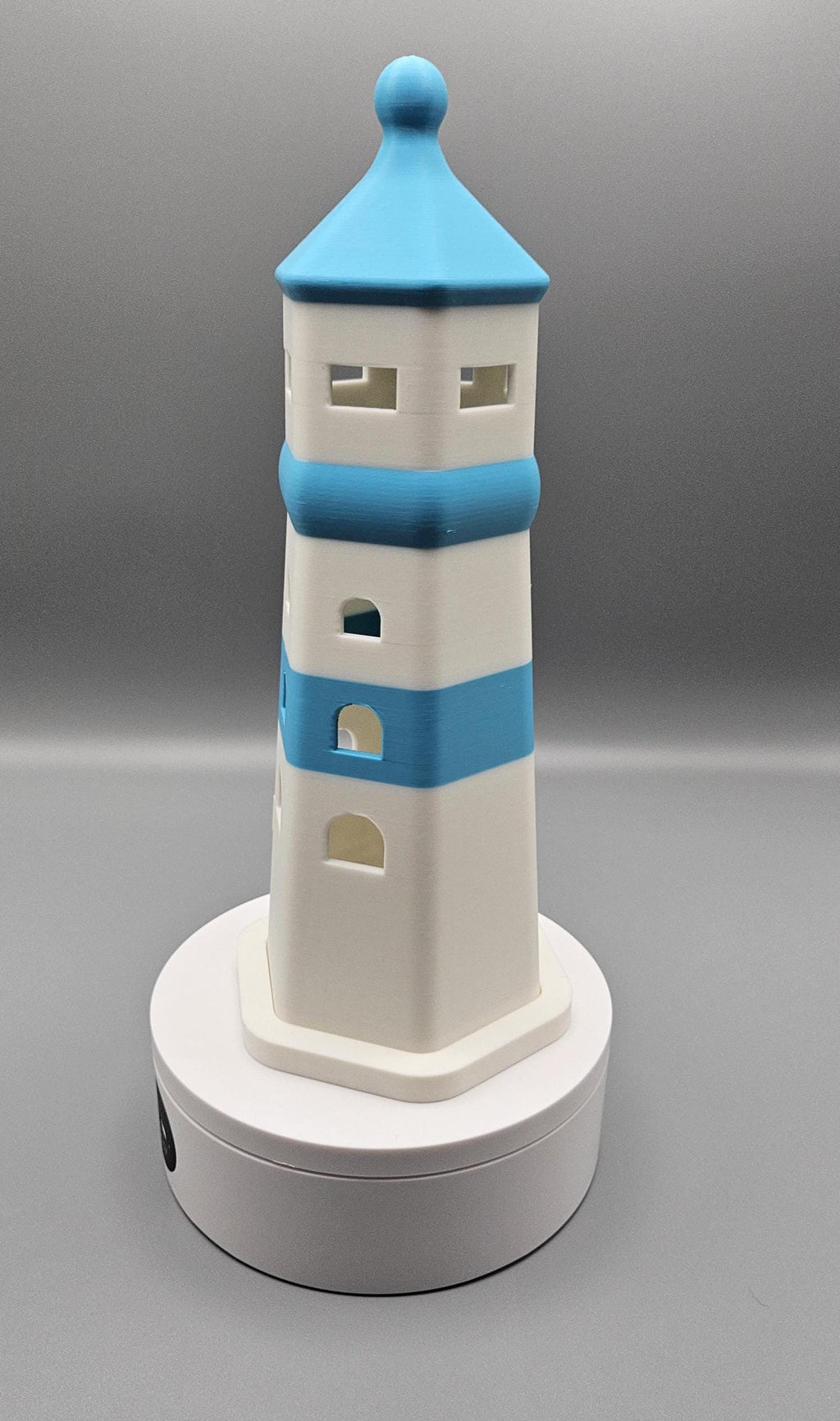 3D Printed Lighthouse Tealight: Beach Decor, Sky Blue Accents (etsy image id: 7022473040)