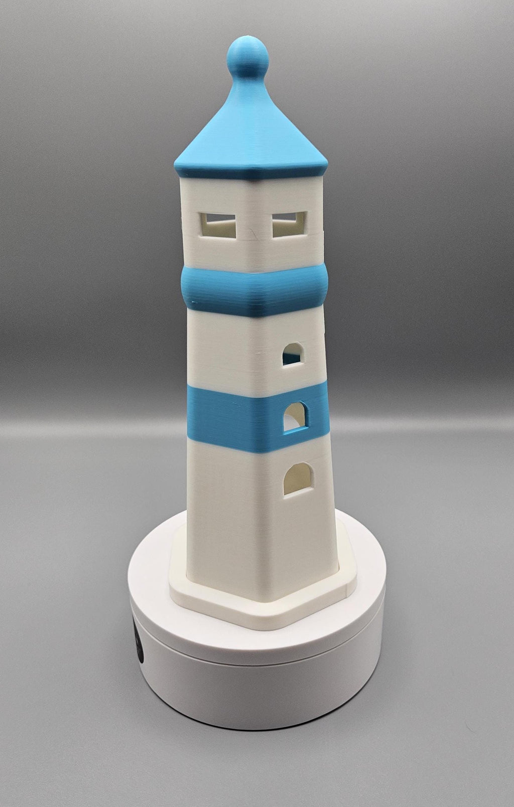 3D Printed Lighthouse Tealight: Beach Decor, Sky Blue Accents (etsy image id: 7070447521)