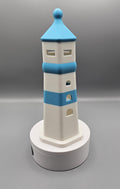 3D Printed Lighthouse Tealight: Beach Decor, Sky Blue Accents (etsy image id: 7070447521)