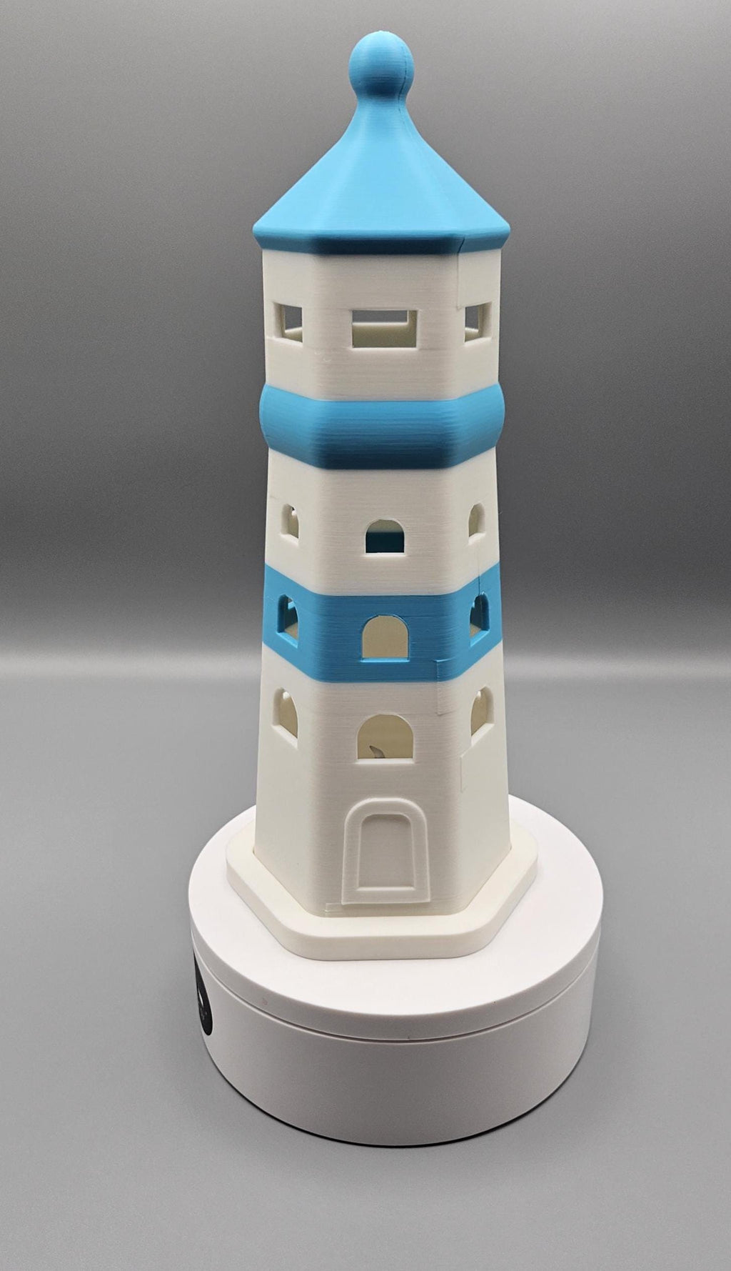 3D Printed Lighthouse Tealight: Beach Decor, Sky Blue Accents (etsy image id: 7070451191)