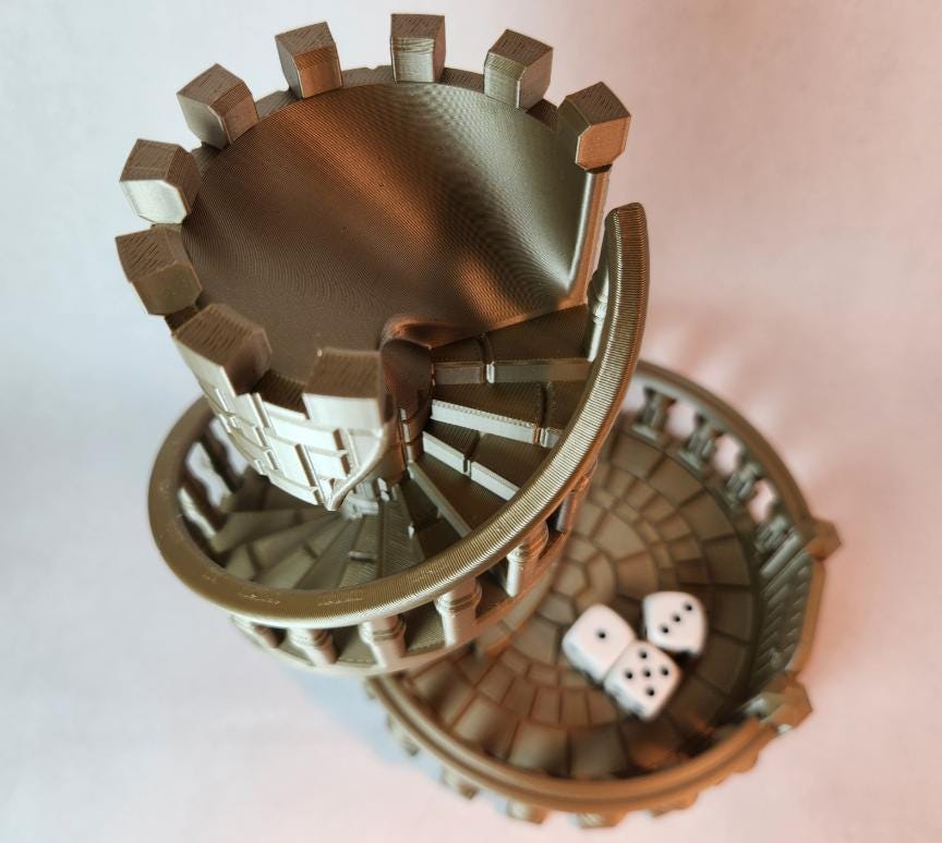 Spiral Staircase Castle Dice Tower - 7" Tall - Perfect for D&D and Board Games (etsy image id: 7931741885)