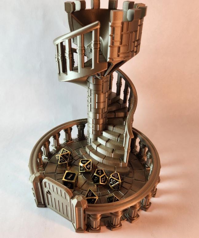 Spiral Staircase Castle Dice Tower - 7" Tall - Perfect for D&D and Board Games (etsy image id: 7931741887)